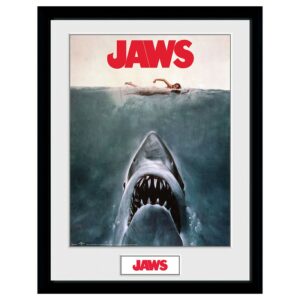 Poster encadré du film des dents de la mer fabriqué par GB Eyees et disponible chez Galaxy Pop le magasin geek