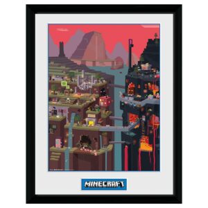 Poster encadré du monde Minecraft fabriqué par GB Eyees et disponible chez Galaxy Pop le magasin geek
