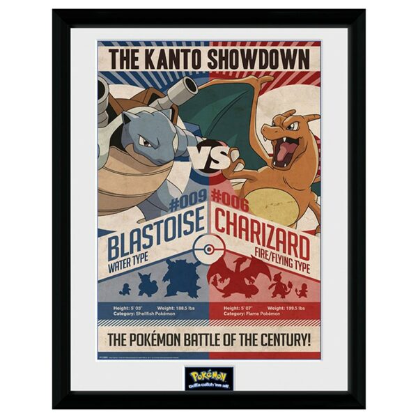 Poster encadré des Tortank VS Dracaufeu fabriqué par GB Eyees et disponible chez Galaxy Pop le magasin geek