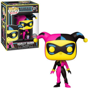 Figurine officielle Funko Pop de Harley Quinn (Black Light) du dessin animé Batman et disponible chez Galaxy Pop le magasin geek