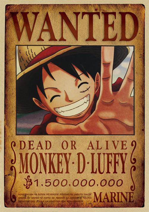 Photo du poster Wanted Luffy du manga One Piece et disponible sur le site Galaxy-Pop.com