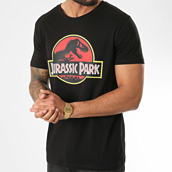 T-Shirt officiel de Jurassic Park avec le logo originel des films de Steven Spielberg et disponible chez Galaxy Pop le magasin geek