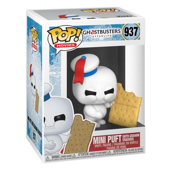 Figurine officielle Funko Pop d'un Mini Puft mangeant un cracker du film SOS Fantômes L'Héritage et disponible chez Galaxy Pop le magasin geek