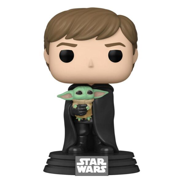 Figurine officielle Funko Pop de Luke Skywalker avec l'Enfant "Grogu" de la série Netflix The Mandalorian et disponible chez Galaxy Pop le magasin geek