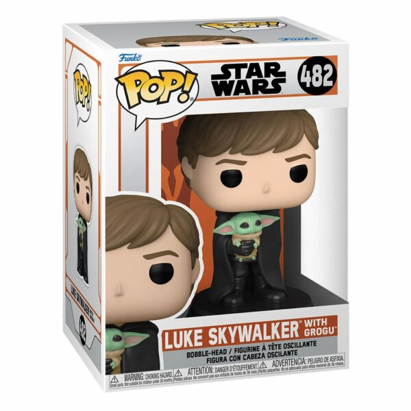 Figurine officielle Funko Pop de Luke Skywalker avec l'Enfant "Grogu" de la série Netflix The Mandalorian et disponible chez Galaxy Pop le magasin geek
