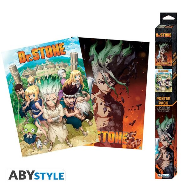 Poster officielle du manga Dr Stone réalisé par ABYstyle et disponible chez Galaxy Pop votre magasin geek préféré.
